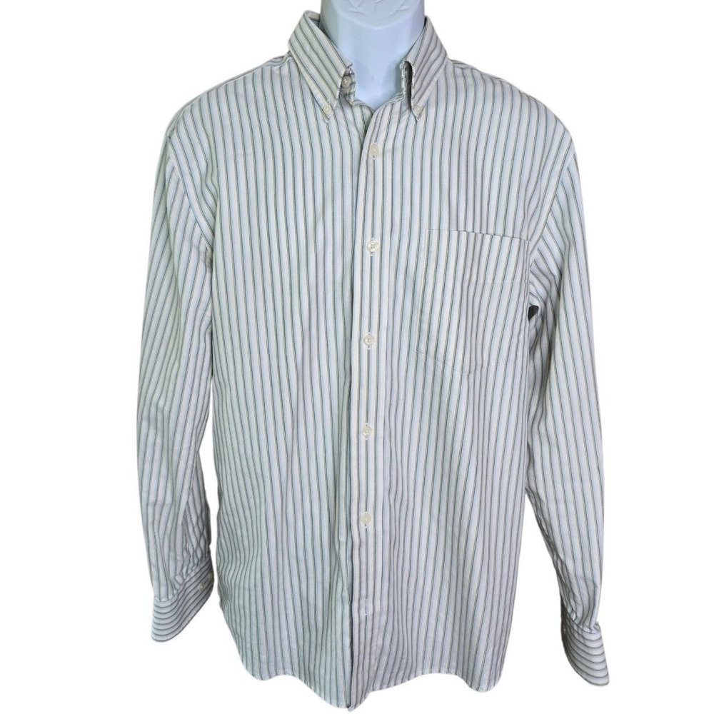 Eddie Bauer Mens Career Button Down Shirt Size M Striped Wrinkle Stain Resistant